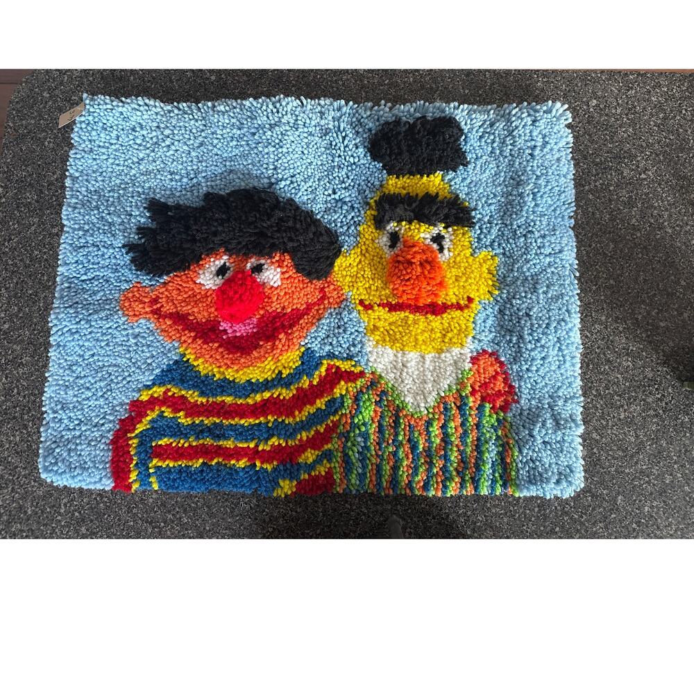 Bert And Ernie Latch Hook Rug 3D Noses!